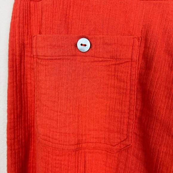 Sundance Pants Womens Small Orange Gauze Button Front Straight Leg Coastal Beach - Picture 16 of 16
